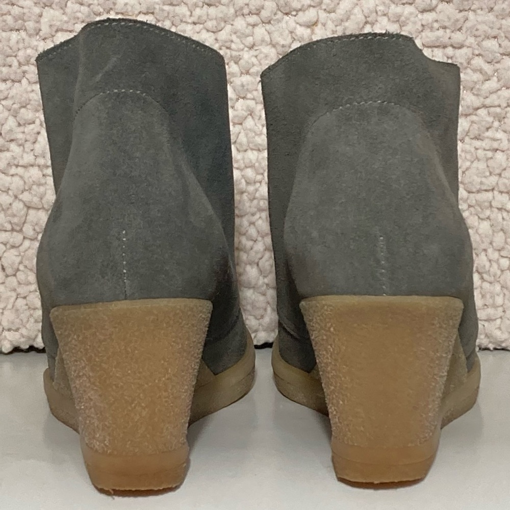 J. Crew Womens Desert Grey Suede Lace Up Gum Wedge Booties Shoes Size US 7 - Picture 4 of 11
